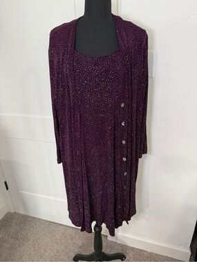 Vintage Rabbit Rabbit Rabbit Designs Purple Glitter Dress & Jacket Set 18W EUC 💜